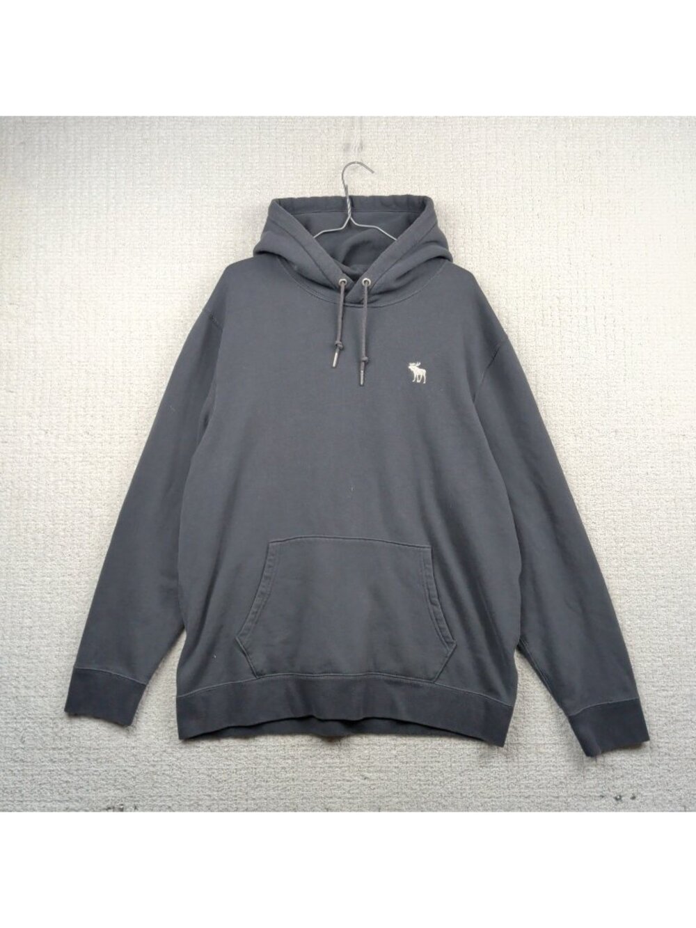 Abercrombie & Fitch Hoodie Sweatshirt Mens XL Gray Pullover Fleece Moose Logo
